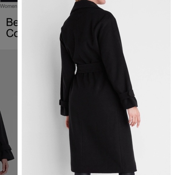 Belted Wrap Front Faux Wool Coat express jacket large $380 value winter … - Picture 3 of 4